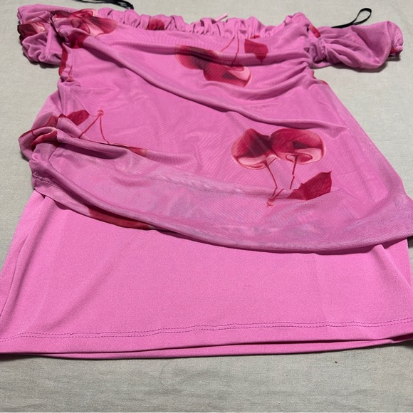 Pink Cherry Print Bodycon Floral Dress NWT - Picture 6 of 6